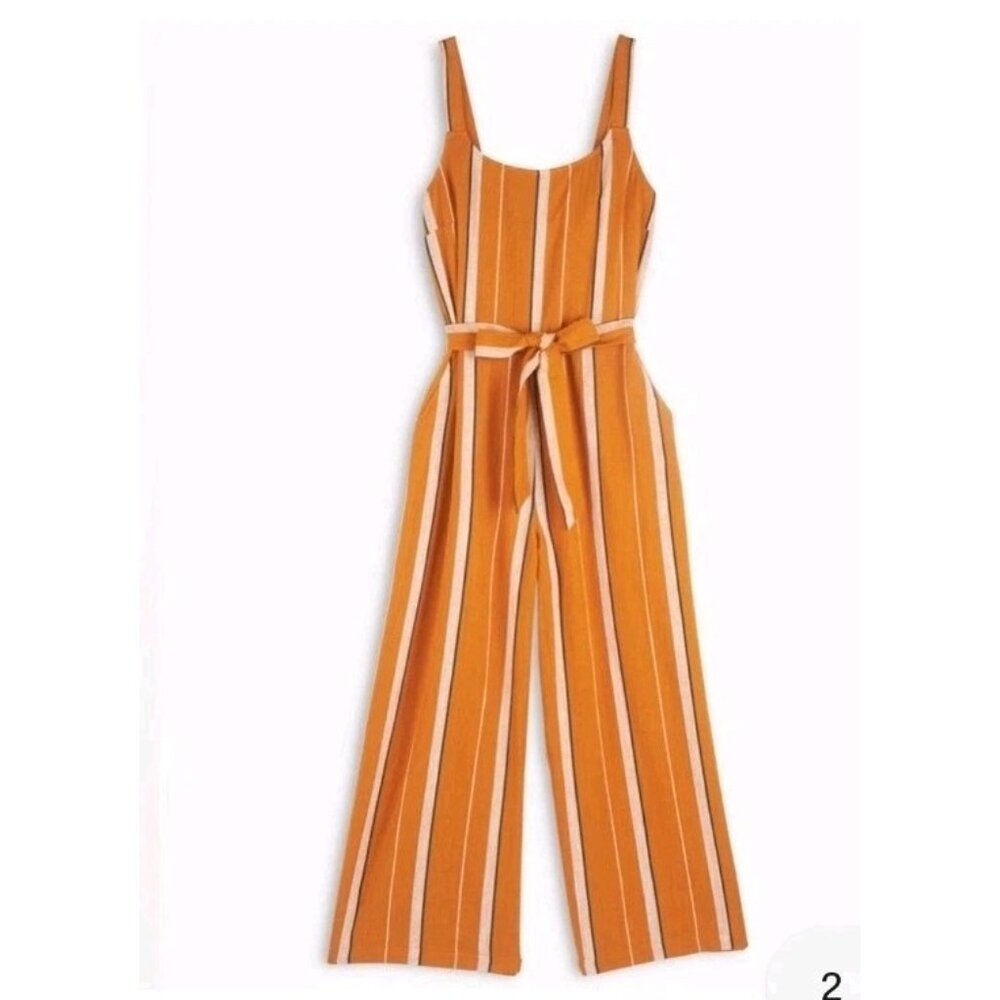 LUCKY BRAND Women's Jumpsuit Striped Boho Summer 100% Cotton Size Medium - Picture 8 of 14